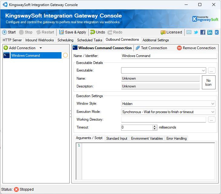 KingswaySoft Integration Gateway Console - Outbound Connection - Windows Command.png